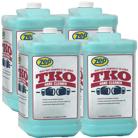 Zep Heavy-Duty TKO Hand Cleaner 128 oz. (Case of 4) Pump Included - The GO-to Cleaner for Pros That Actually Works!, 128 oz