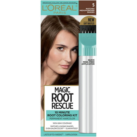 L'Oreal Paris Magic Root Rescue 5 Matches Medium Brown Shades Permanent Hair Color, 1 Application5 Medium Brown,