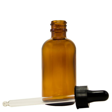 Amber Glass Bottle - 2 fl oz w/ Glass Dropper - Pack of 2, 2 oz