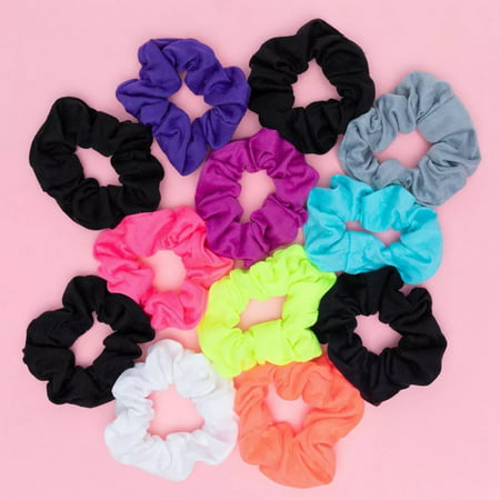 12pk Scunci Original Hair Scrunchies Soft Stretchy Stylish Womens Hair Ties, Neon Solids