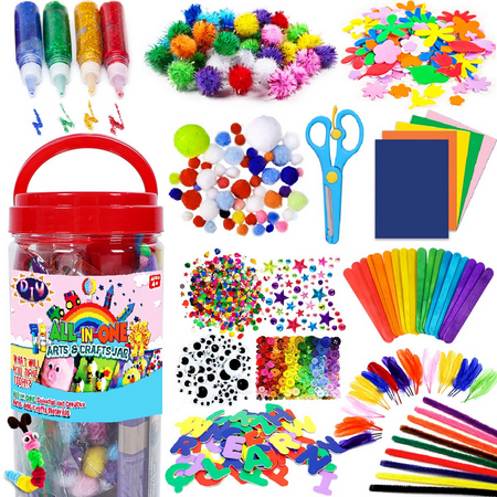 Arts and Crafts Supplies for Kids - Perfect Christmas/Thanksgiving/New Year/Birthday/Holiday Gifts, All in One D.I.Y. Crafting Materials Set for School Projects Toddler Activities
