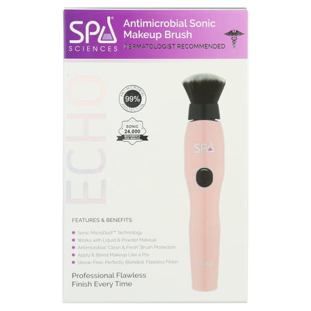 Spa Sciences ECHO, Rechargeable Sonic Makeup Brush with Antimicrobial Bristles, PinkPink,