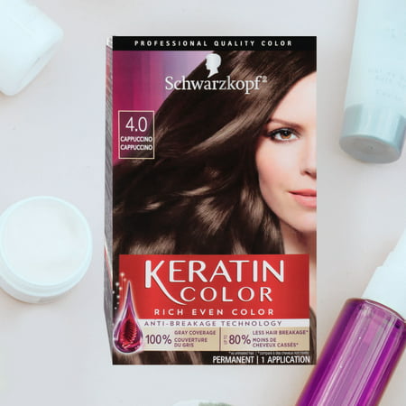 Schwarzkopf Keratin Color Permanent Hair Color Cream, 4.0 Cappuccino4.0 Cappuccino,