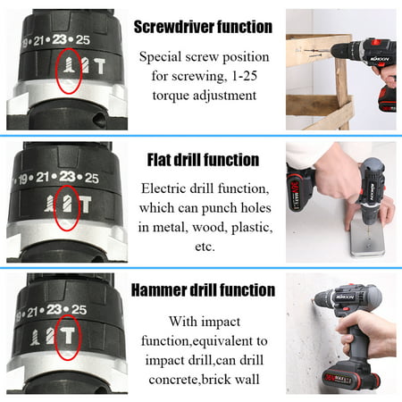 21V Multifunctional Impact Electric Cordless Drill High-Power Lithium Battery Wireless Rechargeable Hand Drills Brush Motor Home Diy Electric Power Tools