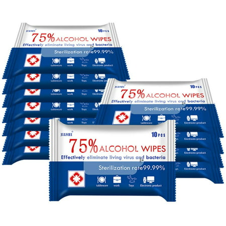 Alcohol Detergent Wipes (5Packs,50Wipes),Portable Wet Wipes,75% Soft Household Alcohol Wipes for All-Purpose Cleaning