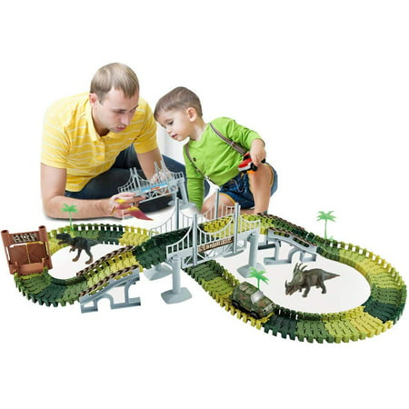 Dinosaur Race Car Toys, 144pcs Dinosaur Track Toy Educational STEM Toy Set for Kids, Boys and Girls, Great Gift For Birthday, Party, Christmas, New Year
