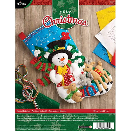 Bucilla Felt Applique Christmas Stocking Kit, Forest Friends, 18"