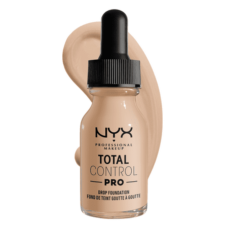 NYX Professional Makeup Total Control Pro Drop Foundation, Skin-true buildable coverage, clean vegan formula, Alabaster, 02 - Alabaster, 1 Count (Pack of 1)