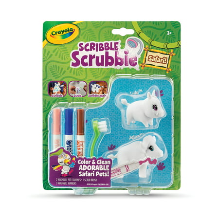 Crayola Scribble Scrubbie Safari 2 Count Animals, Warthog and Water Buffalo, Gift for Kids