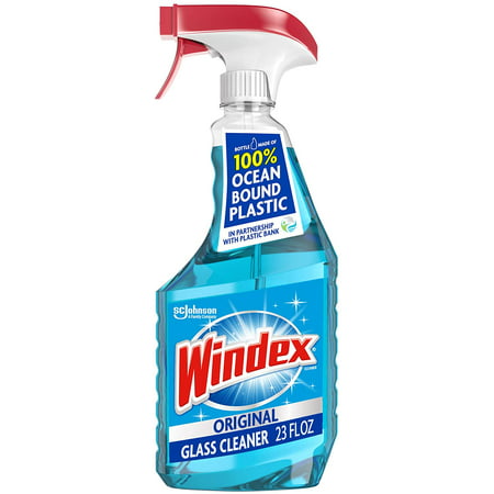 Windex Glass and Window Cleaner Spray Bottle, Bottle Made from 100% Recycled Plastic, Original Blue, 23 fl oz