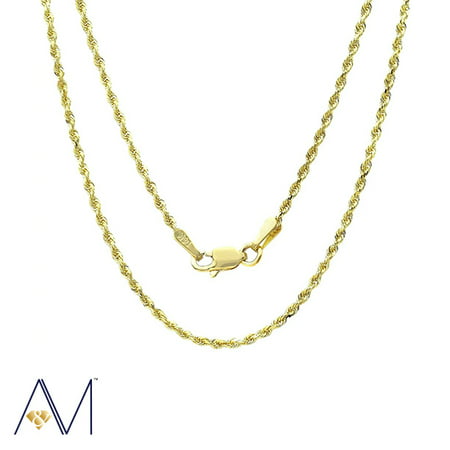 14k Yellow Gold 1.5mm Rope Chain Necklace, 16? to 24?, with Lobster Clasp, for Women, Girls, Unisex, (Giftbox Included)