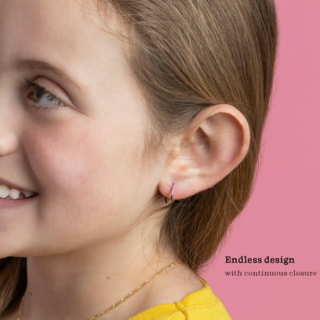 Kezef 14k Yellow Gold Hoop Earrings - Endless Hoop Earrings for Women, Men, Girls - Thin Round Hoop Earrings - Hypoallergenic Real Gold Earrings for Sensitive Ears - 12mm, 12 mm