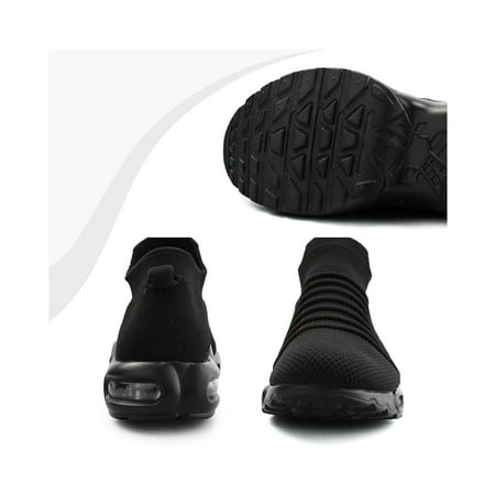 Mysoft Women's Black Mesh Air Cushion Slip on Sock Sneaker Size 6-10Black-color,