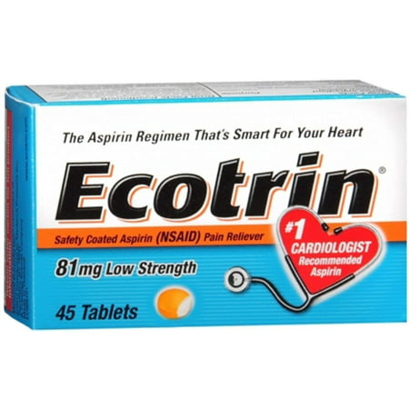 Ecotrin 81 mg Low Strength Tablets 45 Tablets Pack of 2