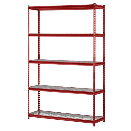 Muscle Rack 48"W x 24"D x 72"H 5-Shelf Garage Shelves, Red