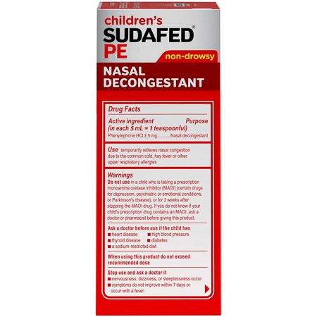 2 Pack - SUDAFED PE Children's Nasal Decongestant Liquid, Berry 4 oz