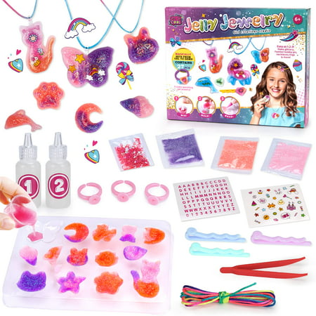 Dream Fun Craft Kit for 8 9 10 Year Old Girls Toys, Arts and Crafts Sets for 7 8 9 10 11 12 Year Old Teenager Birthday Presents DIY Colored Resin Silicone Jewellery Making Kits for Girls Age 7-12