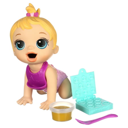 Baby Alive Lil Snacks Doll with Blonde Hair, Eats and "Poops"