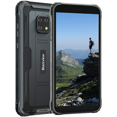 Unlocked Phones Rugged, Blackview BV4900 5.7" HD+ Smartphone Android 10, 5580mAh Cell Phone 4G GSM, 3GB+32GB Waterproof, NFC, T-Mobile Phone, Black, Black