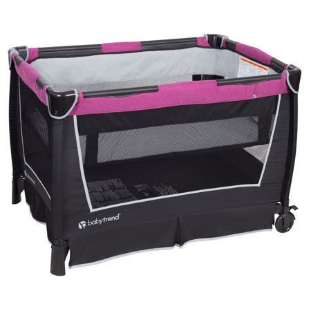 Baby Trend Retreat Nursery Center Playard with Bassinet and Travel Bag - Mullberry Pink - PinkMullberry,
