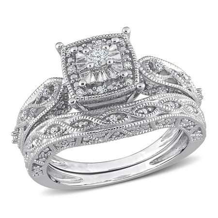 Miabella Women's 1/5 Carat T.W. Diamond Infinity & Filigree Bridal Set in Sterling Silver, 7.5