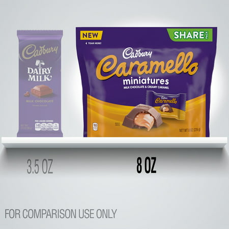 CADBURY, CARAMELLO Miniatures Milk Chocolate and Caramel Candy Bars, Individually Wrapped, 8 oz, Share Pack