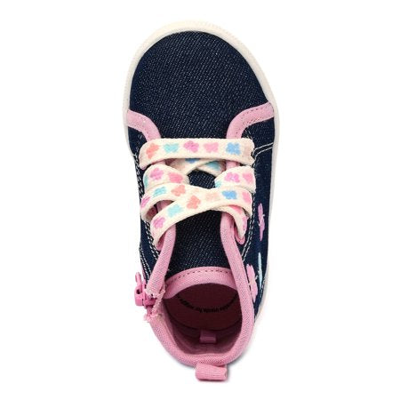 Wonder Nation Baby Girl Butterfly High Top Sneakers, Sizes 2-6Denim,