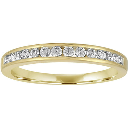 Forever Bride 0.25 Carat T.W. Round Diamond Channel Wedding band in 10k Yellow GoldYellow,
