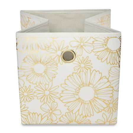 Mainstays Collapsible Fabric Cube Storage Bins (10.5" x 10.5"), Gold Metallic, 4 PackGold,
