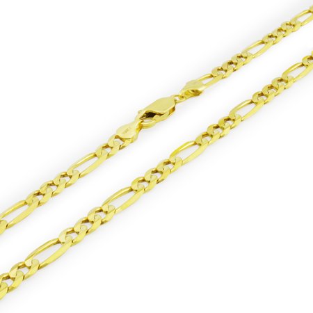 Nuragold 10k Yellow Gold 5.5mm Figaro Chain Link Pendant Necklace, Mens Womens with Lobster Clasp 18" - 30"