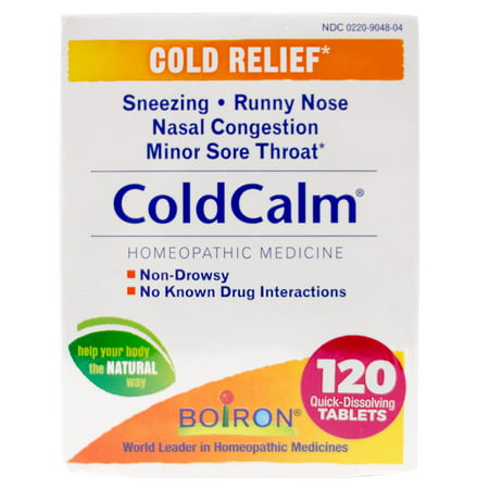 Boiron ColdCalm Tablets, Homeopathic Medicine for Cold Relief, Sneezing, Runny Nose, Nasal Congestion, Minor Sore Throat, 2 x 60 Tablets Twin Pack