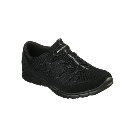 Skechers Women's Sport Active Gratis Strolling Slip-on Athletic Shoe (Wide Width Available)Black/Black,