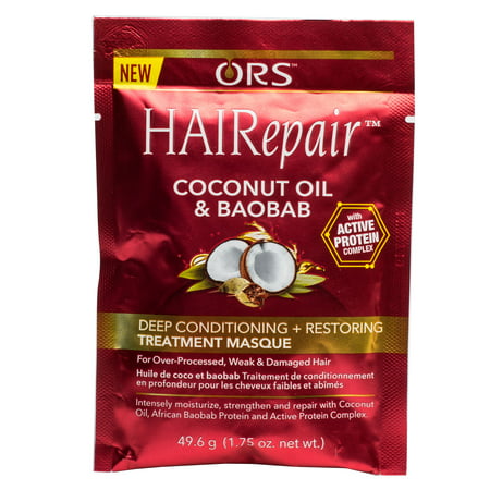 ORS HAIRepair Coconut oil & Baobab Deep Conditioning + Restoring Treatment Hair Mask, 1.75 fl oz, Travel Size, 1.75 fl oz