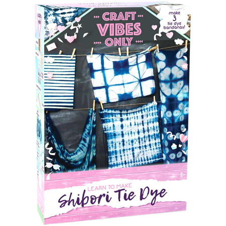 Craft Vibes Only Shibori Tie Dye- DIY Tie Dye Bandana Kit- Includes 3 Bandanas, Dye & All Supplies Needed- Beginner-Friendly Arts & Crafts Kit- Gift for Tween, Teen- Craft for Kids Age 8+