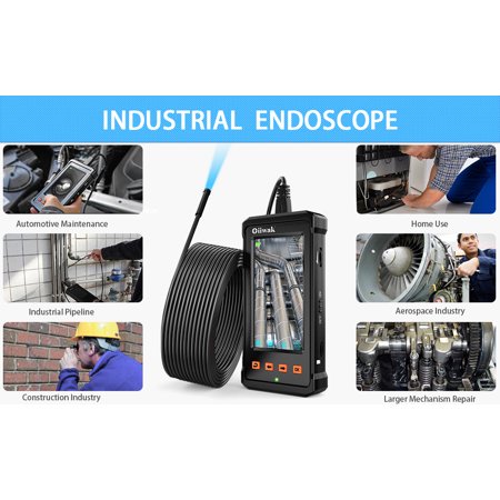 Oiiwak 15M Industry Endoscope HD 1080P Endoscope Inspection Camera with 4.3inch Screen 8.5mm Len with 8G TF Card IP68 Waterproof Industrial Borescope Snake Camera with 6 LEDs , 49.2FT