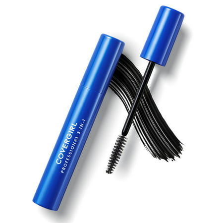 COVERGIRL Professional 3-in-1 Curved Brush Mascara, 210 Black, 0.3 ozBlack,