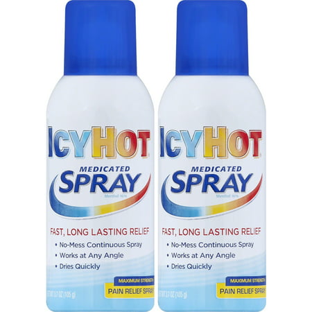 2 Pack - ICY HOT Medicated Pain Relief Spray Maximum Strength 3.7 Oz Each