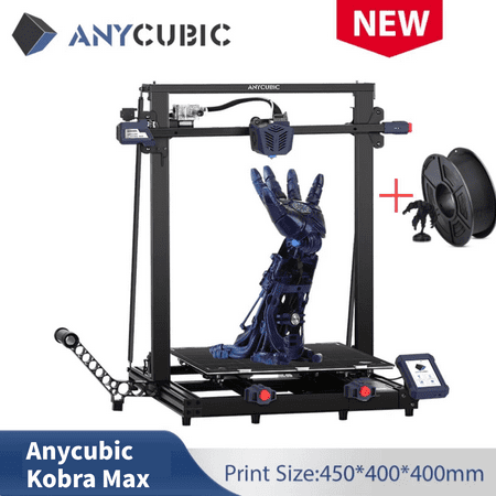 Anycubic Kobra Black Max FDM 3D Printer, Smart Auto Leveling with Self-Developed ANYCUBIC LeviQ Leveling+1 kg PLA, Anycubic kobra max+1KG Pla