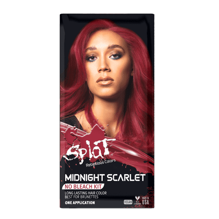 Splat 30 Wash Semi-Permanent Midnight Scarlet Hair Color, No Bleach Dark Red DyeScarlet - Dark Red,