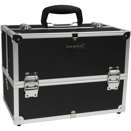 SHANY Essential Pro Makeup Train Case with Shoulder Strap and Locks - Jet blackJET BLACK,