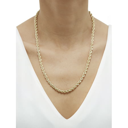 Brilliance Fine Jewelry 10K Yellow Gold Hollow 4.85MM-4.90MM Rope Chain, 24"