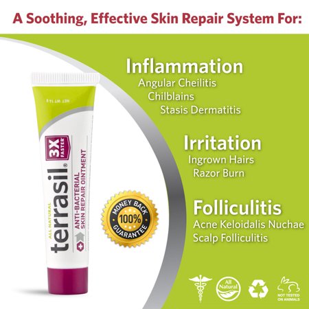 Antibacterial Skin Repair Ointment with Natural Activated Minerals for the Healing of Folliculitis, Ulcers, Fissures and More 3X Faster (14gm tube size)