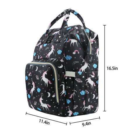 LEQUEEN Unicorn Diaper Bag Backpack Travel Nappy Bag Baby Diaper Backpack for Baby Care Gray BlackBlack,