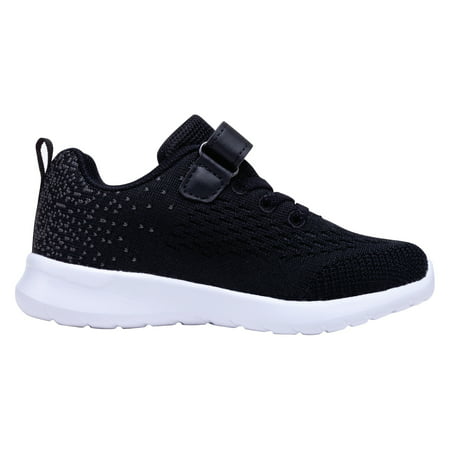 NEWMALL Boys Breathable Mesh Casual Athletic Sneaker, Sizes 5-13Black,