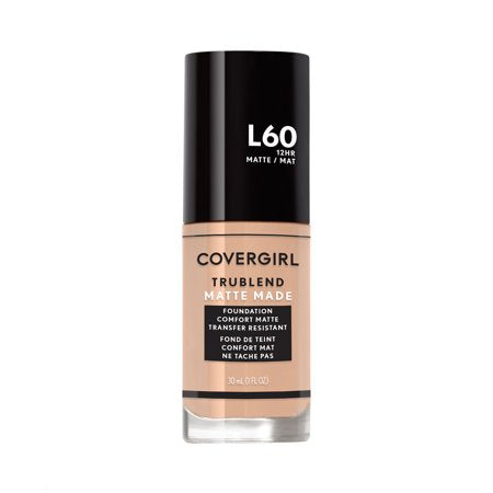 COVERGIRL TruBlend Matte Made Liquid Foundation, L60 Light Nude, 1 fl oz, Matte Foundation, Moisturizing Foundation, Cruelty-Free Foundation, Blends Seamlessly, Won't Clog PoresLight Nude,