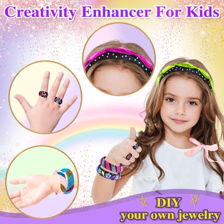 Lucyzero DIY Jewelry Making Kit for Girls Age 8, Kids Headbands Bracelets Rings Making Kits for Birthday Christmas Easter, Friendship Jewellery Making Set, Arts & Craft Gifts for 9 10 Year Old Girl, A15010
