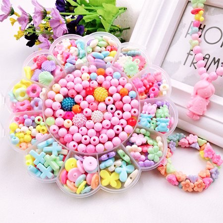 SHELLTON Craft Beads,Jewelry Making Kit With Storage Box- Arts and Crafts for Girls Age 3,4,5,6,7 Year Old Kids Toys - Hairband Necklace Bracelet and Ring Creativity DIY Set -Ideal Birthday Gifts