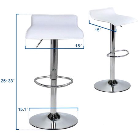 ELECWISH Set of 4 Adjustable Swivel Barstools, PU Leather with Chrome Base, Counter Height Hydraulic Pub Kitchen Counter Chairs, whiteWhite,