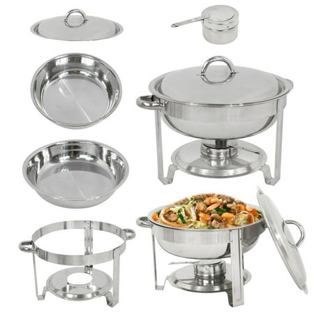ZENY Pack of 4 Full Size Round Chafing Dish 5 qt Stainless Steel Buffet Warmer Set