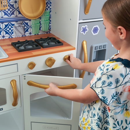 KidKraft Mosaic Magnetic Play Kitchen with Sink, Ice Maker & 9-Piece Accessory Play Set
